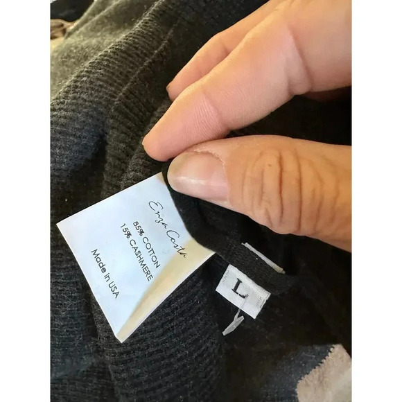 Enza Costa charcoal Crew Neck Knit Pullover Sweater Size Large cashmere - Picture 5 of 5